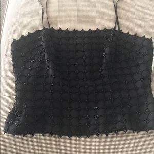 Black satin beaded top